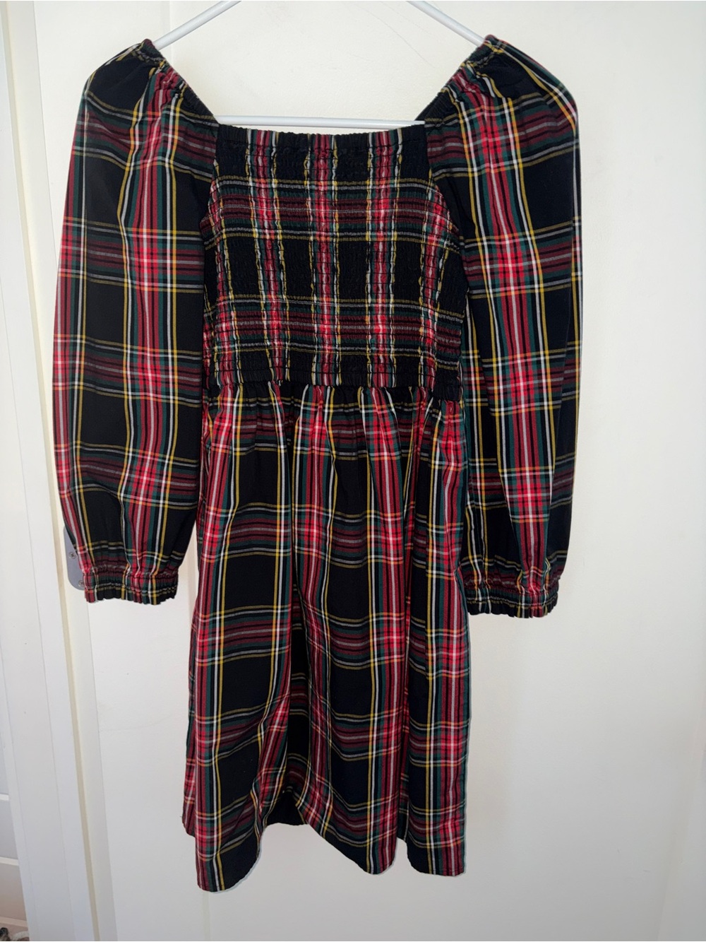 Crewcuts plaid smocked peasant dress girl's sz 10 EUC LN